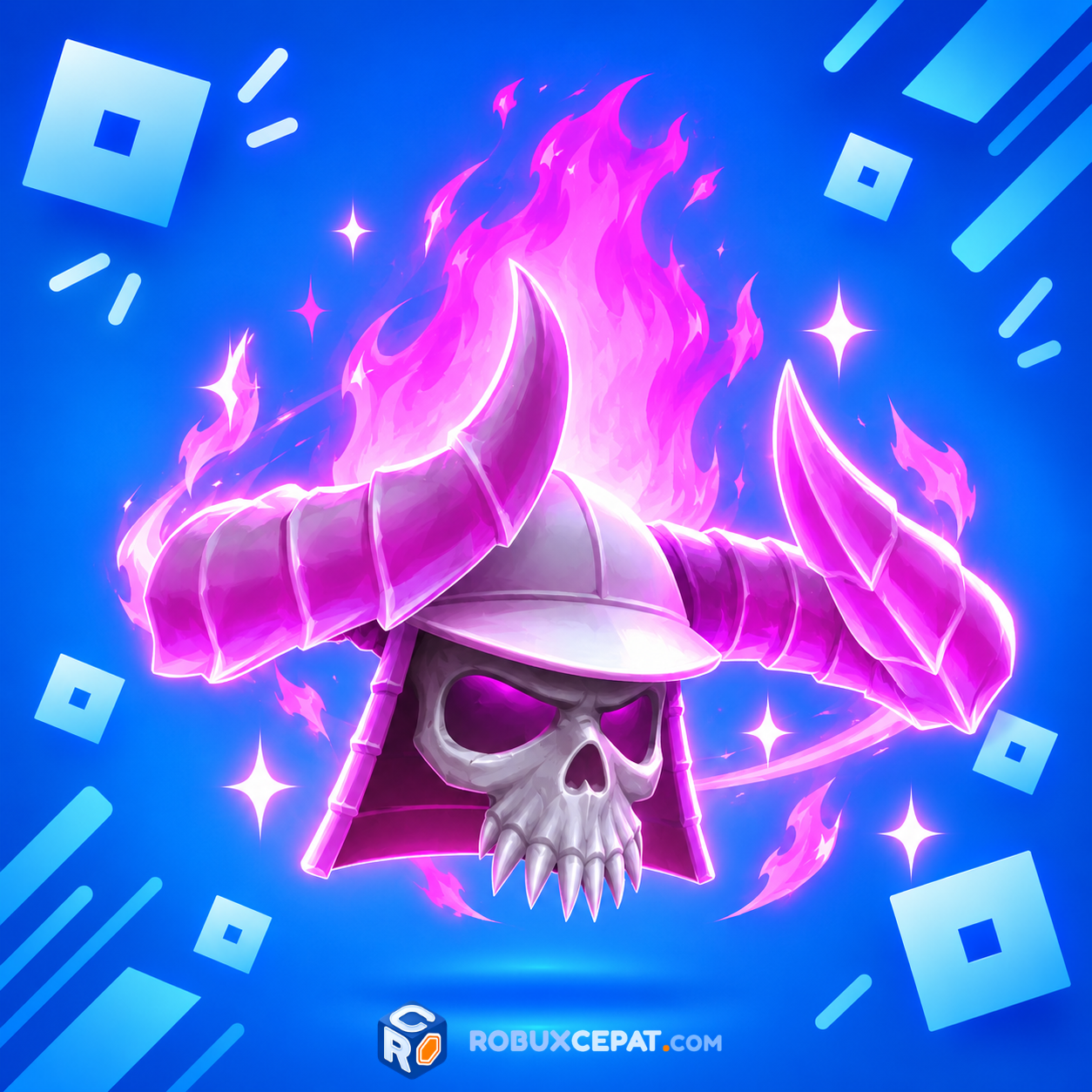 Flaming Pink Horned Helmet